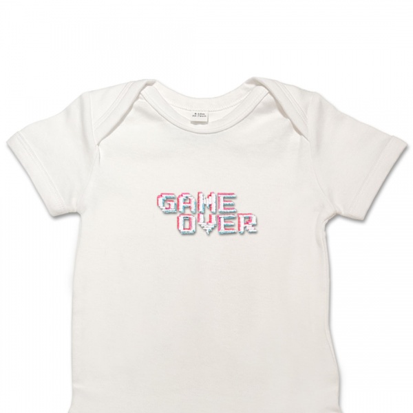 Organic Baby Body Suit - Game Over Gaming Embroidery