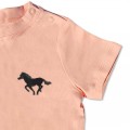 Organic Baby Running Horse T Shirt - Black Embroidery