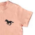 Organic Baby Running Horse T Shirt - Black Embroidery