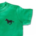 Organic Baby Running Horse T Shirt - Black Embroidery