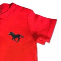 Organic Baby Running Horse T Shirt - Black Embroidery