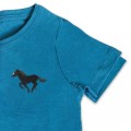 Organic Kids Running Horse T Shirt - Black Embroidery