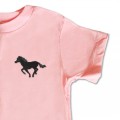 Organic Kids Running Horse T Shirt - Black Embroidery