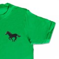 Organic Kids Running Horse T Shirt - Black Embroidery