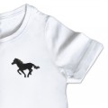 Organic Kids Running Horse T Shirt - Black Embroidery