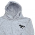 Organic Kids Running Horse Hoodie - Black Embroidery