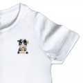 Organic Kids Cow T Shirt - Blue Embroidery