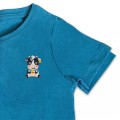 Organic Kids Cow T Shirt - Blue Embroidery