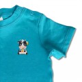 Baby Boys Organic Cow T Shirt - Blue Embroidery