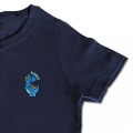 Organic Kids Dinosaur T Shirt - Blue Embroidery