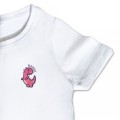 Organic Kids Dinosaur T Shirt - Bright Pink Embroidery