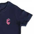 Organic Kids Dinosaur T Shirt - Bright Pink Embroidery