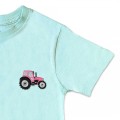 Organic Kids Tractor T Shirt - Bright Pink Embroidery