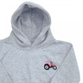 Organic Girls Tractor Hoodie - Bright Pink Embroidery