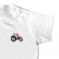Baby Girls Tractor T Shirt - Pink Embroidery
