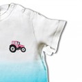 Baby Girls Tractor T Shirt - Pink Embroidery