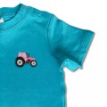 Baby Girls Tractor T Shirt - Pink Embroidery
