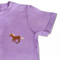 Organic Baby Running Horse T Shirt - Brown Embroidery