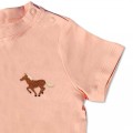 Organic Baby Running Horse T Shirt - Brown Embroidery