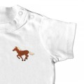 Organic Baby Running Horse T Shirt - Brown Embroidery