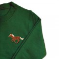 Kids Running Horse Jumper - Brown Embroidery