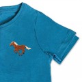 Organic Kids Running Horse T Shirt - Brown Embroidery
