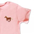 Organic Kids Running Horse T Shirt - Brown Embroidery