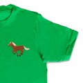 Organic Kids Running Horse T Shirt - Brown Embroidery