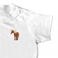Organic Baby Standing Horse T Shirt - Brown Embroidery