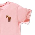 Organic Kids Standing Horse T Shirt - Brown Embroidery