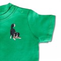 Baby Organic Playful Collie Dog T Shirt - Black Embroidery