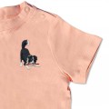 Baby Organic Playful Collie Dog T Shirt - Black Embroidery