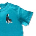 Baby Organic Playful Collie Dog T Shirt - Black Embroidery