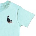 Organic Kids Playful Border Collie Dog T Shirt - Black Embroidery