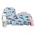 Blue Tractor Backpack School Set