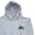 Organic Kids Tractor Hoodie - Green Embroidery