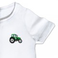 Organic Kids Tractor T Shirt - Green Embroidery