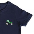 Organic Kids Tractor T Shirt - Green Embroidery