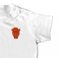 Baby Organic Highland Cow T Shirt - Tan Embroidery