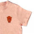 Baby Organic Highland Cow T Shirt - Tan Embroidery