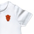 Organic Kids Highland Cow T Shirt - Tan Embroidery