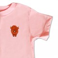 Organic Kids Highland Cow T Shirt - Tan Embroidery