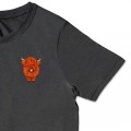 Organic Kids Highland Cow T Shirt - Tan Embroidery