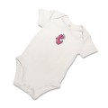 Organic Baby Body Suit - Bright Pink Dinosaur Embroidery
