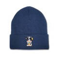 Kids Boy Cow Beanie Hat - Blue Embroidery