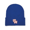 Kids Pig Beanie Hat Right Facing- Pink Embroidery