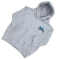 Organic Kids Tractor Hoodie - Blue Embroidery