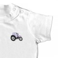 Baby Girls Organic Tractor T Shirt - Lilac Embroidery