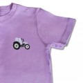 Baby Girls Organic Tractor T Shirt - Lilac Embroidery