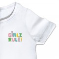 Organic Kids GIRLZ RULE T Shirt - Pastel Embroidery